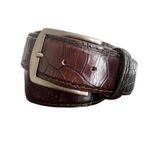 Roger Ximenez ANTAS Wine Brown Croc Italian Calf Leather Mens Belt 38"